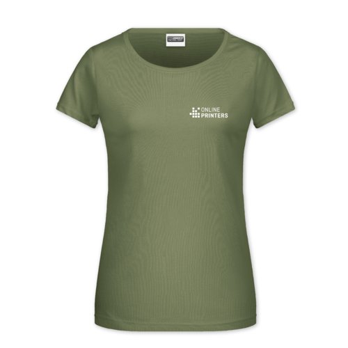 T-shirt kaki in cotone da donna a maniche corte.