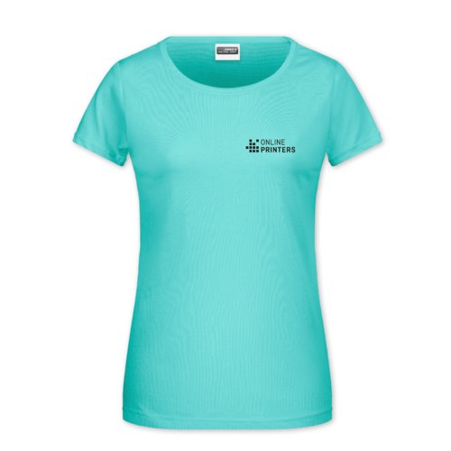 T-shirt da donna in cotone verde menta a maniche corte.