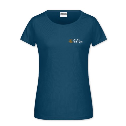 T-shirt in cotone color petrolio da donna a maniche corte.
