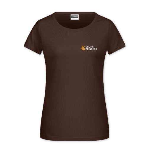 T-shirt marrone in cotone da donna a maniche corte.