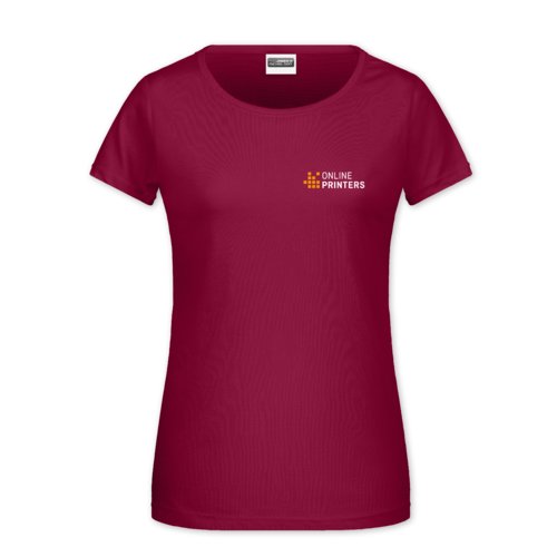 T-shirt bordeaux in cotone da donna a maniche corte.