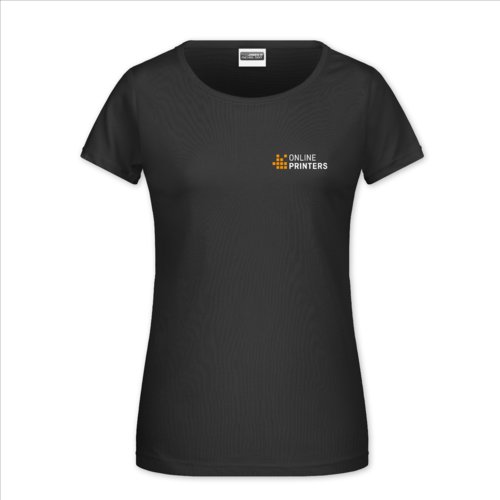 T-shirt nera in cotone da donna con maniche corte.