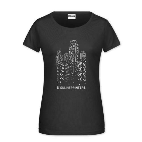 T-shirt nera in cotone da donna con maniche corte.