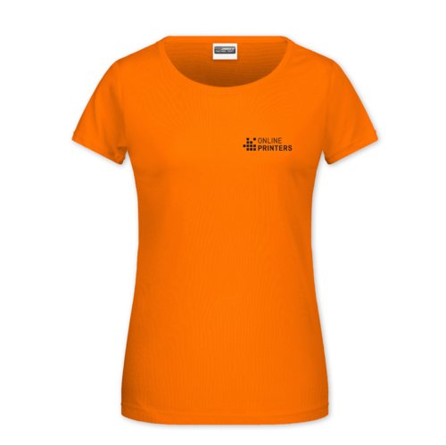 T-shirt da donna arancione in cotone con maniche corte.