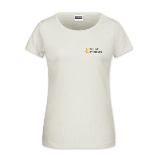 T-shirt beige in cotone da donna a maniche corte.