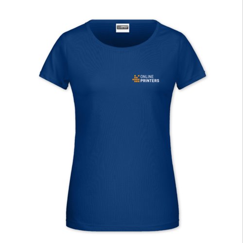 T-shirt in cotone blu scuro da donna con maniche corte.