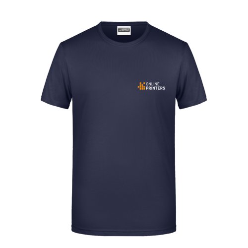 T-shirt blu scuro in cotone da uomo con maniche corte.