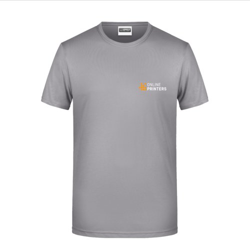 T-shirt in cotone grigio chiaro da uomo con maniche corte.