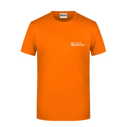 T-shirt arancione da uomo in cotone con maniche corte.