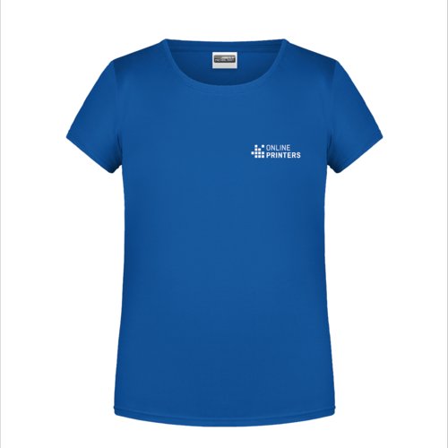 T-shirt in cotone blu reale da ragazza con maniche corte.