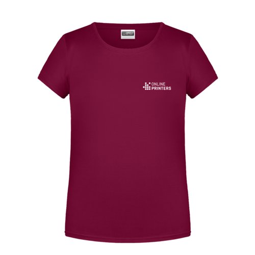 T-shirt bordeaux in cotone da ragazza a maniche corte.