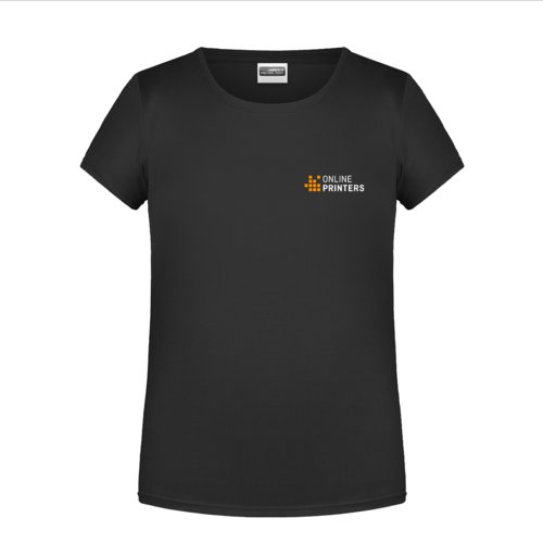 T-shirt nera in cotone da ragazza a maniche corte.