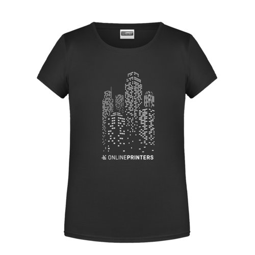 T-shirt nera in cotone da ragazza a maniche corte.