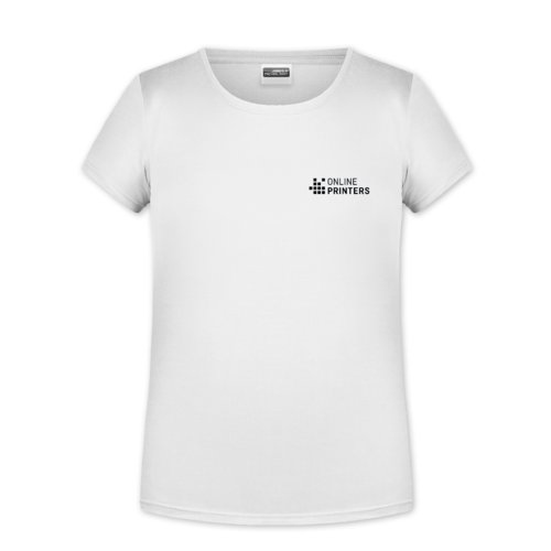 T-shirt bianca in cotone da ragazza a maniche corte.
