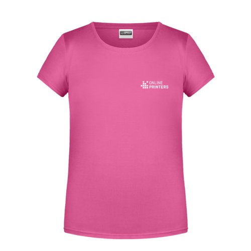 T-shirt rosa in cotone da ragazza a maniche corte.
