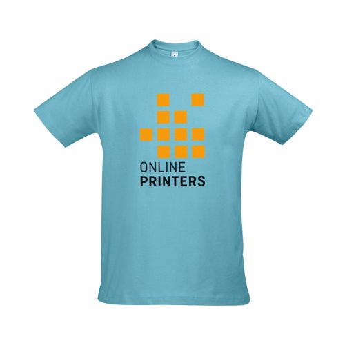 T-shirt da uomo in cotone blu atollo con maniche corte.
