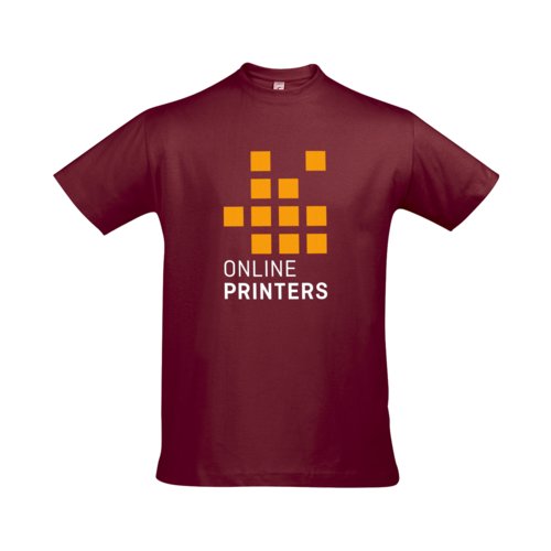 T-shirt da uomo in cotone bordeaux con maniche corte.