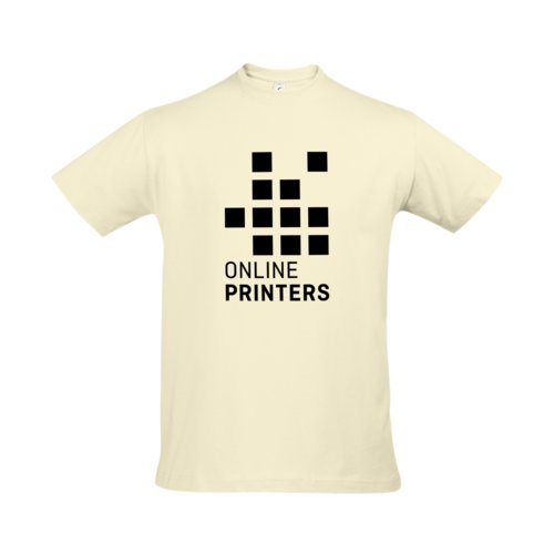 T-shirt da uomo beige in cotone a maniche corte.