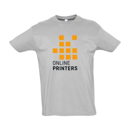 T-shirt grigia in cotone da uomo a maniche corte.