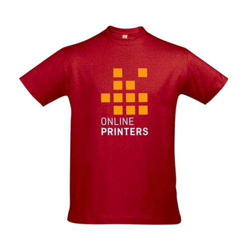 T-shirt rossa in cotone da uomo con maniche corte.