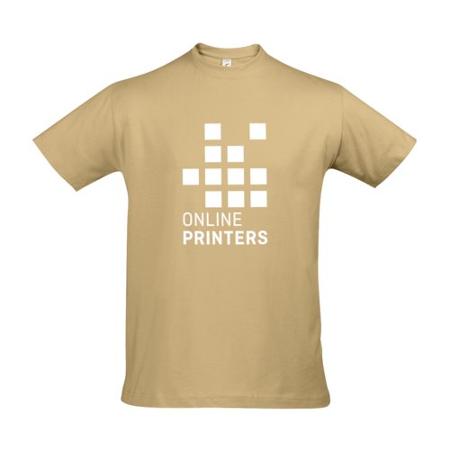 T-shirt in cotone color sabbia da uomo con maniche corte.