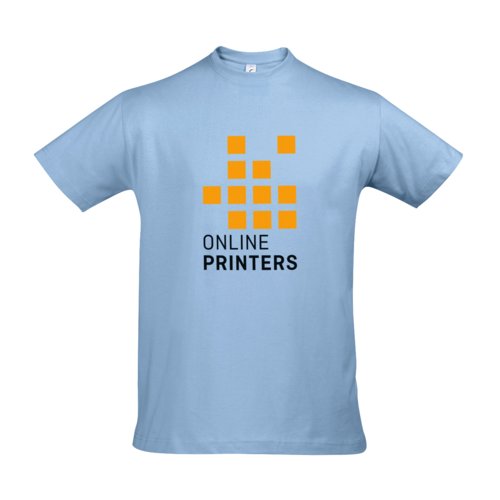 T-shirt in cotone azzurro da uomo con maniche corte.