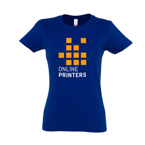 T-shirt blu scuro in cotone da donna a maniche corte.