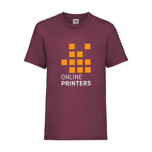 T-shirt da bambino in cotone bordeaux con maniche corte.