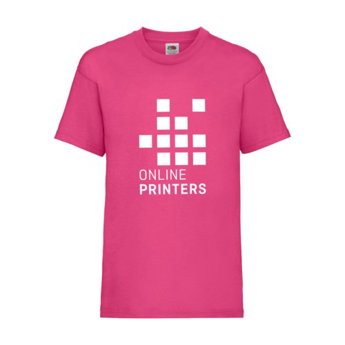 T-shirt da bambino in cotone fucsia a maniche corte.