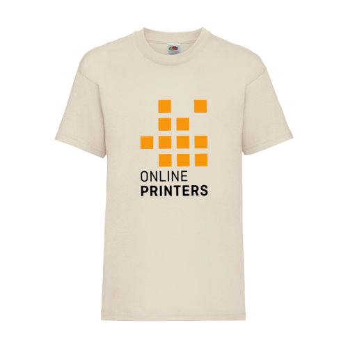 T-shirt beige in cotone per bambini a maniche corte.