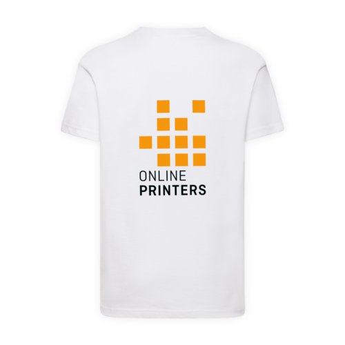 T-shirt bianca in cotone per bambini a maniche corte.
