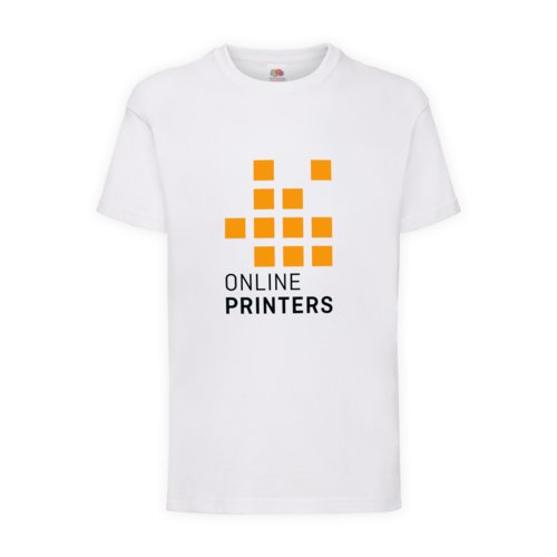 T-shirt bianca in cotone per bambini a maniche corte.