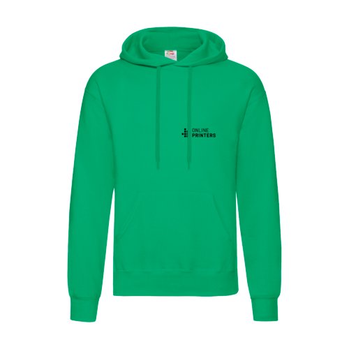 Felpa verde in tessuto con cappuccio e tasca a marsupio.