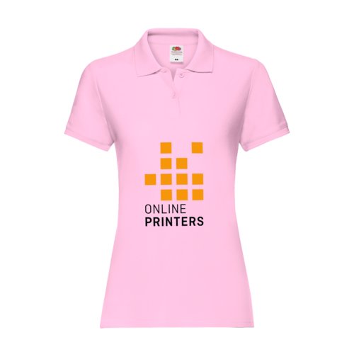 Polo in cotone rosa chiaro da donna con abbottonatura corta.