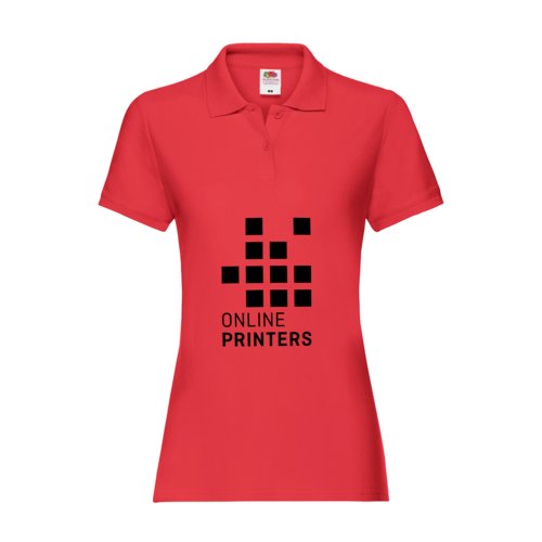 Polo in cotone rosso da donna con maniche corte e abbottonatura.