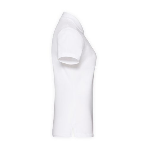 Polo da donna bianco in cotone con abbottonatura corta.