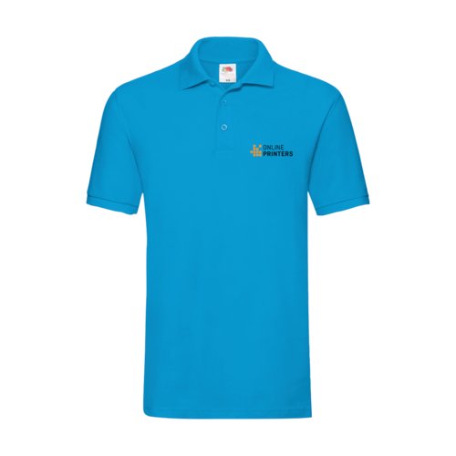 Polo in cotone blu azzurro da uomo con abbottonatura corta.