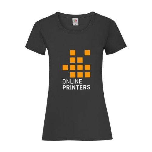 T-shirt nera da donna in cotone con maniche corte e collo rotondo.