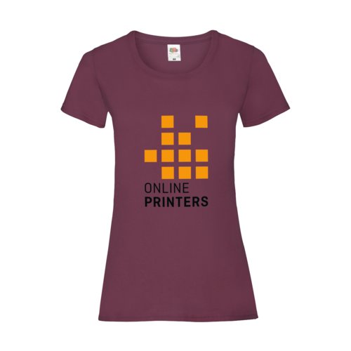 T-shirt in cotone bordeaux da donna a maniche corte.