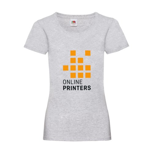 T-shirt in cotone grigio mlange da donna con maniche corte e scollo a V.