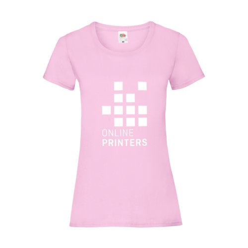 T-shirt rosa chiaro in cotone da donna a maniche corte.