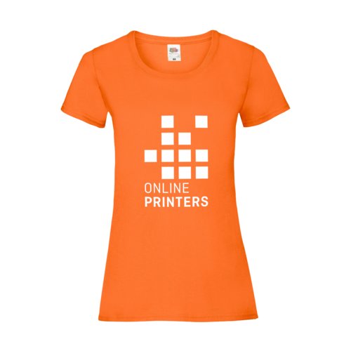 T-shirt da donna arancione in cotone con maniche corte.