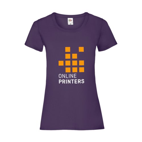 T-shirt da donna in cotone viola a maniche corte.