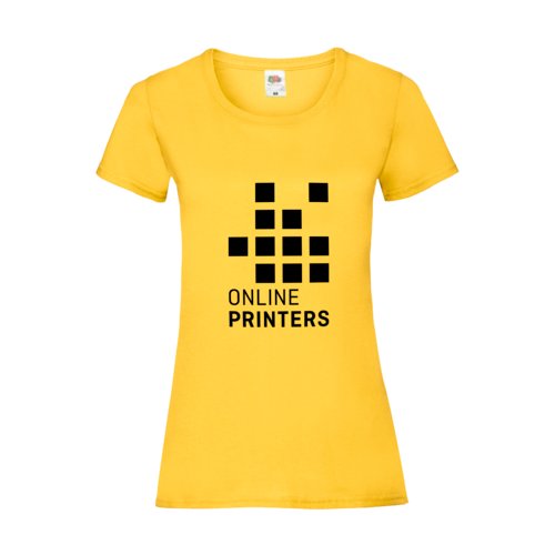 T-shirt gialla da donna in cotone a maniche corte.