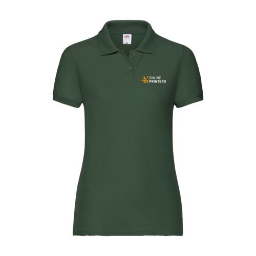 Polo verde in cotone da donna con abbottonatura corta.