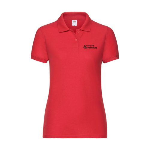 Polo da donna rosso in misto poliestere-cotone a maniche corte.