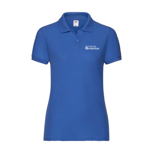 Polo da donna blu royal in misto cotone a maniche corte.