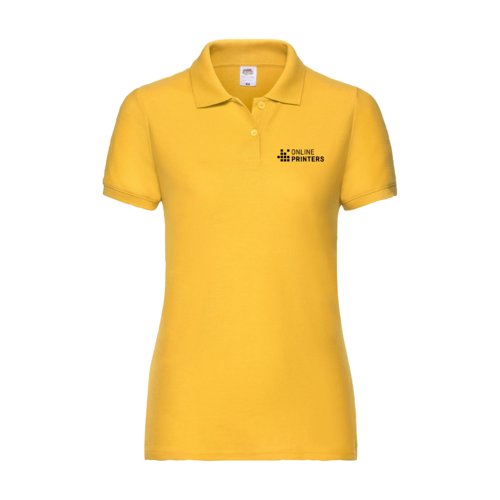 Polo giallo da donna in misto cotone a maniche corte.
