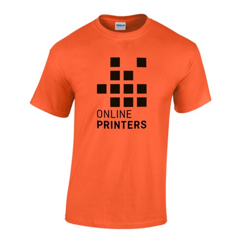 T-shirt arancione in cotone da uomo con maniche corte.