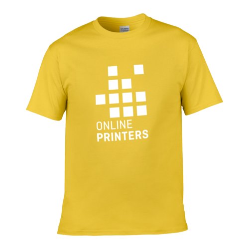 T-shirt gialla in cotone da uomo a maniche corte.